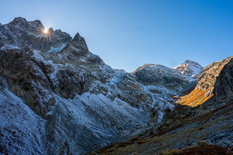 Première neige sur les pentes des Aiguilles de l'Argentière